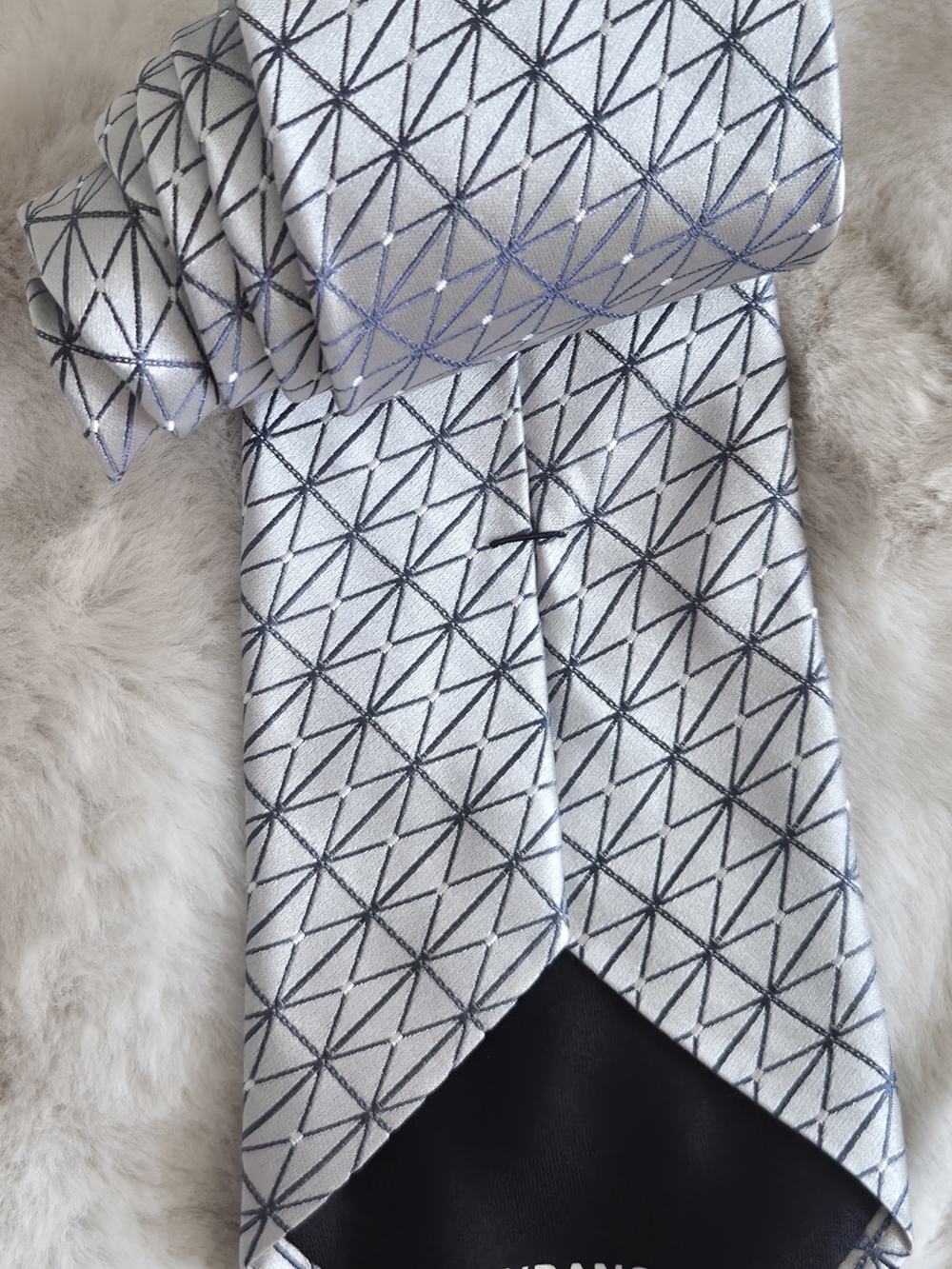 SHARP Murano Mens Tie Silver Blue Geometric Modern Designer Necktie USA - Picture 1 of 8